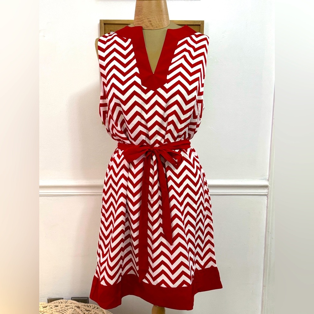 Mud Pie Red and White A-Line Midi Dress